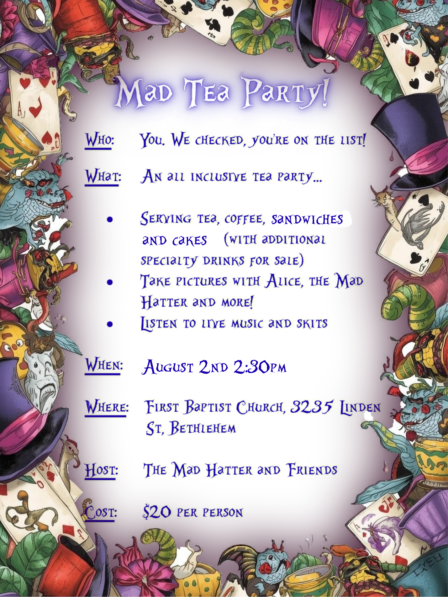 Mad Tea Party – August 2nd